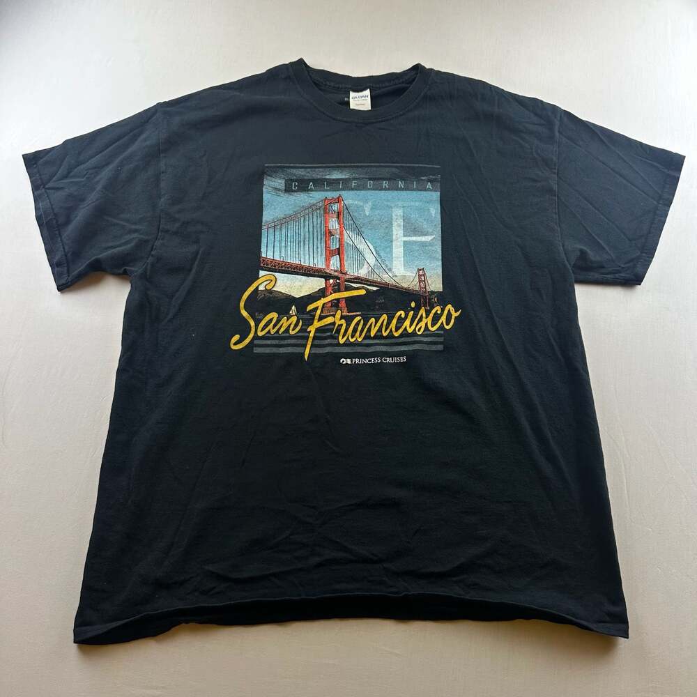 San Francisco California Large Tee Shirt 100% Cotton Princess Cruise Ship Gilden
